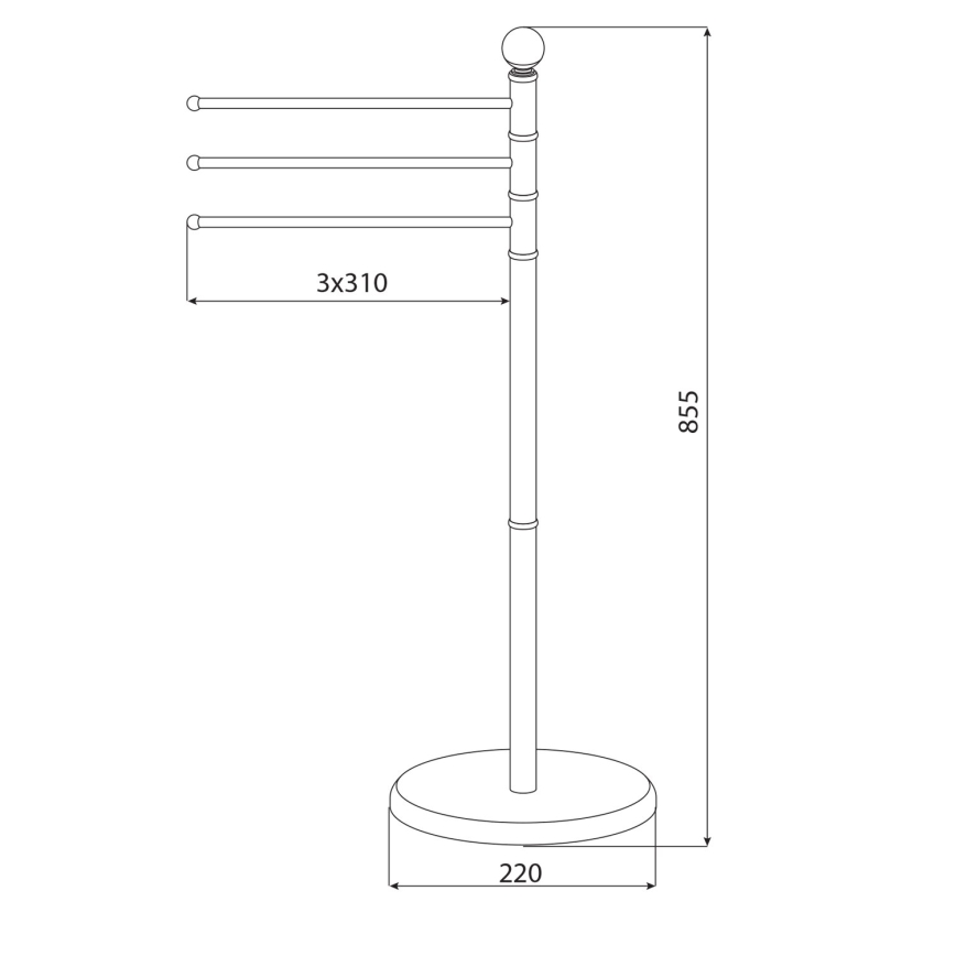 Aqualine - Стійка з вішалкою для рушників SAMBA 85,5 см нержавіюча сталь/глянцевий хром