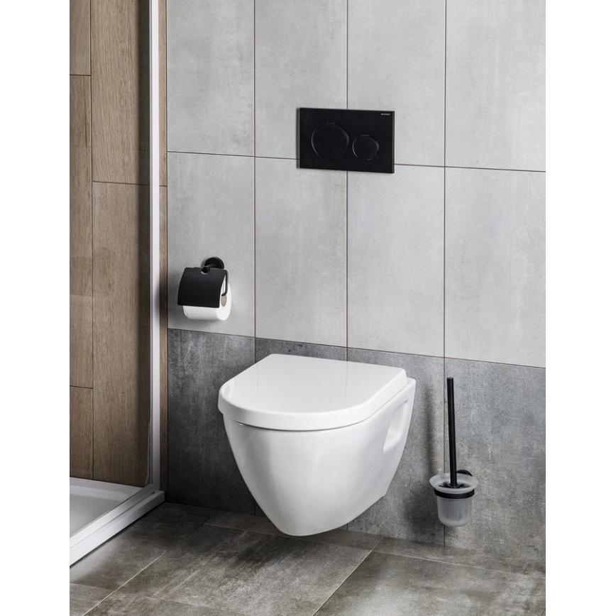 Aqualine - Тримач для туалетного паперу із кришкою SAMBA чорний