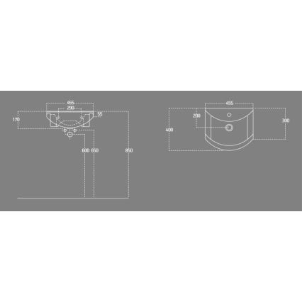 Aqualine - Встраиваемая раковина ZERO 45,5x40 см керамика/белая