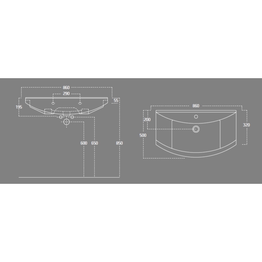 Aqualine - Встраиваемая раковина ZERO 86x50 cm керамика/белая
