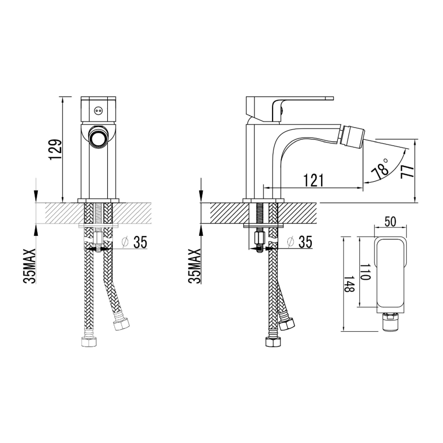 Aqualine - Змішувач для біде FACTOR глянцевий хром