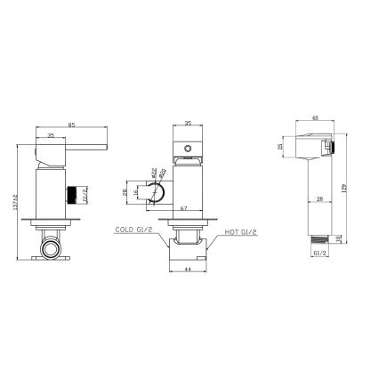 Aqualine - Змішувач для біде з душем для прихованого монтажу глянцевий хром