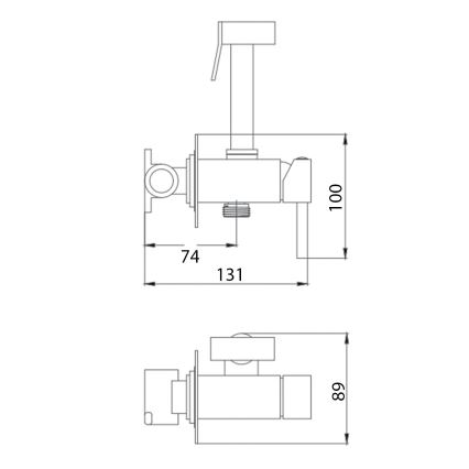 Aqualine - Змішувач для біде з душем для прихованого монтажу матовий чорний