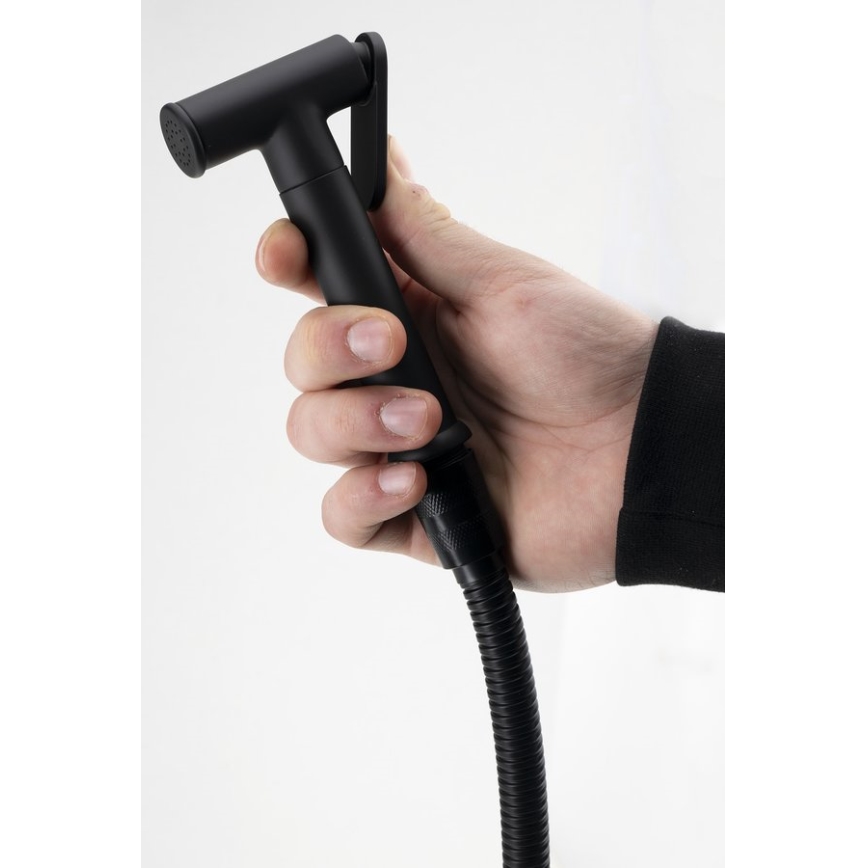 Aqualine - Змішувач для біде з душем для прихованого монтажу матовий чорний