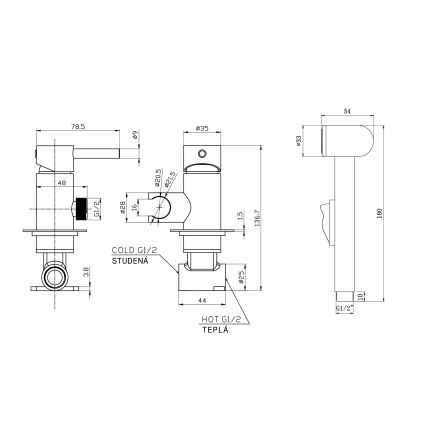 Aqualine - Змішувач для біде з душем для прихованого монтажу матовий чорний
