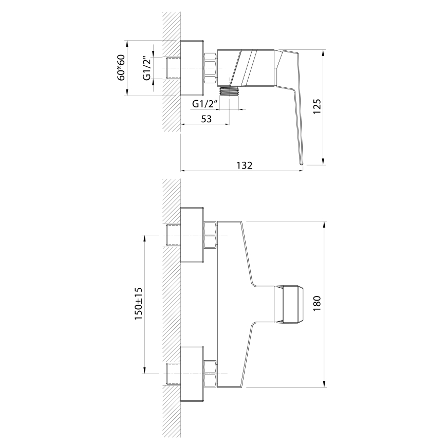 Aqualine - Змішувач для душу RITMO глянцевий хром