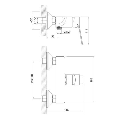 Aqualine - Змішувач для душу SINTRA глянцевий хром