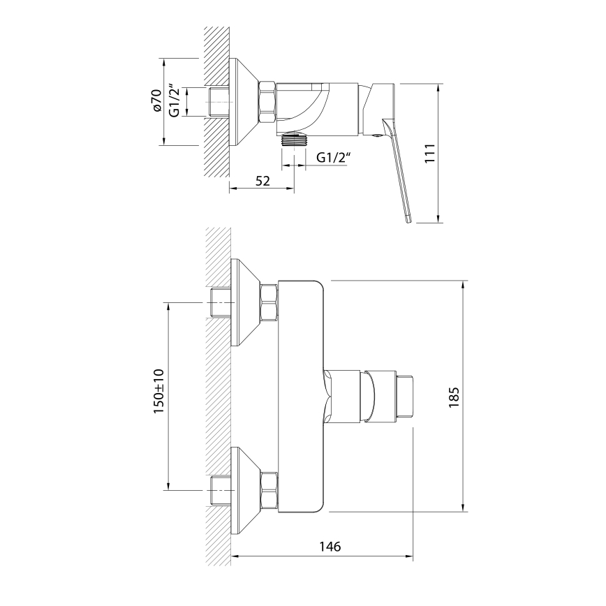 Aqualine - Змішувач для душу SINTRA глянцевий хром