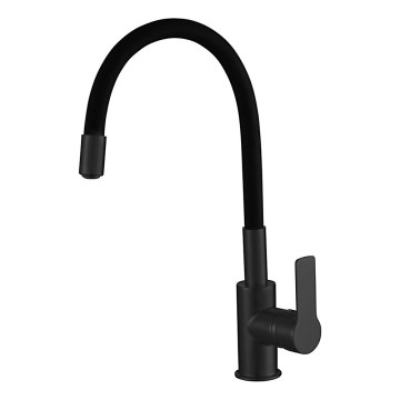 Aqualine - Змішувач для раковини з гнучким виливом LORE матовий чорний