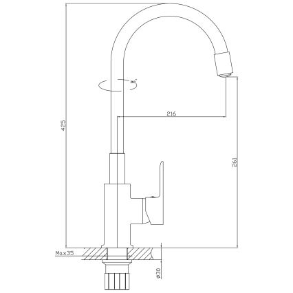 Aqualine - Змішувач для раковини з гнучким виливом LORE матовий чорний