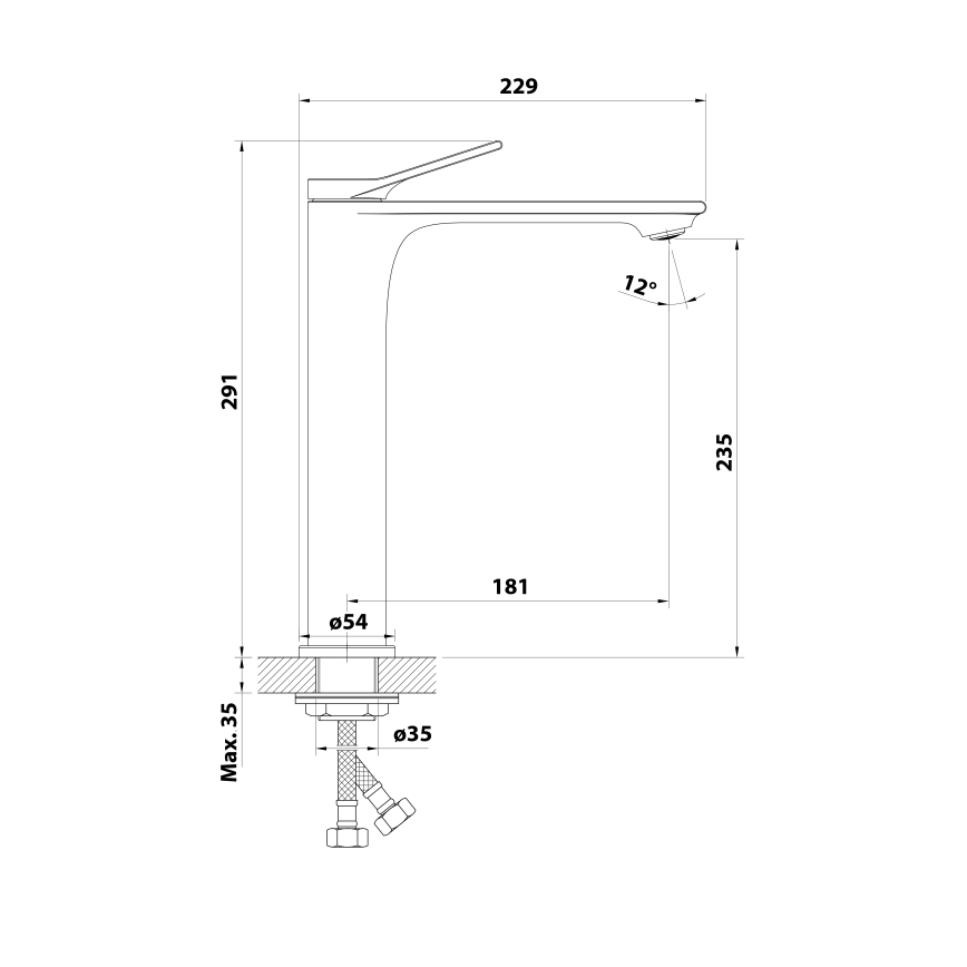Aqualine - Змішувач для умивальника BOLERO 29 см, блискучий хром