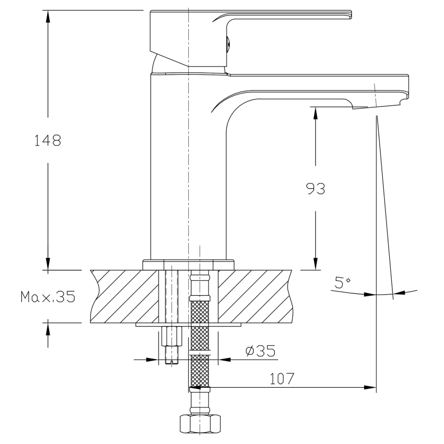 Aqualine - Змішувач для умивальника FACTOR глянцевий хром
