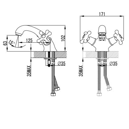 Aqualine - Змішувач для умивальника VICTORIA глянцевий хром