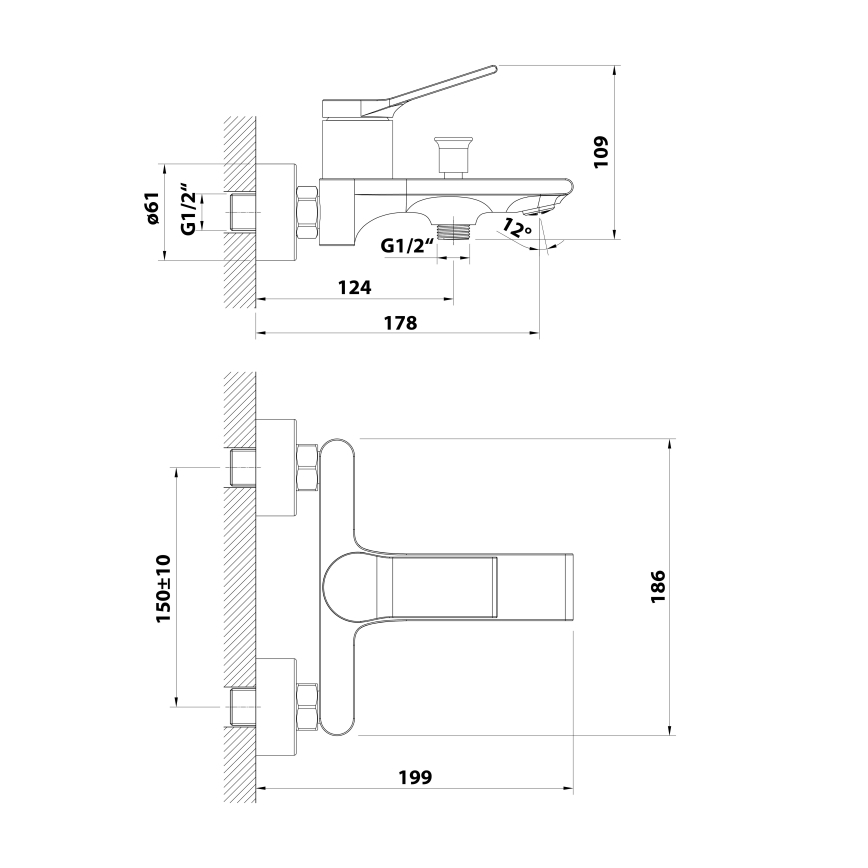 Aqualine - Змішувач для ванни BOLERO глянцевий хром
