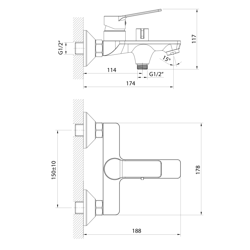 Aqualine - Змішувач для ванни SINTRA глянцевий хром