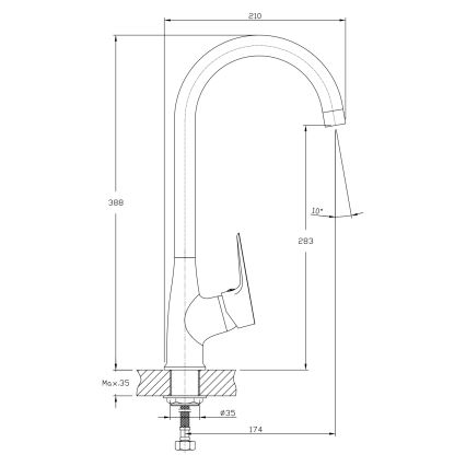 Aqualine - Змішувач для кухонної мийки LOTTA блискучий хром