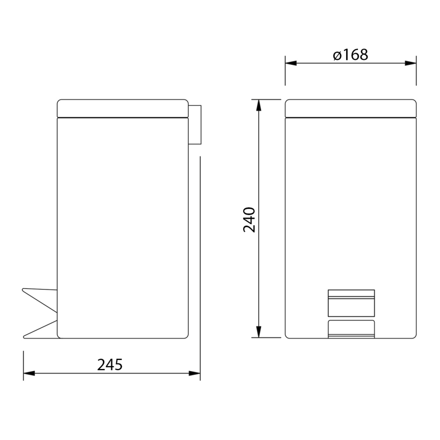 Aqualine - Кошик для сміття SIMPLE LINE 3 л полірована нержавіюча сталь