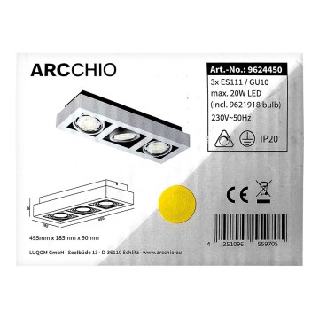 Arcchio - Светодиодный потолочный светильник RONKA 3xGU10/11,5W/230V
