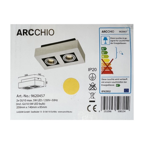 Arcchio - Светодиодный точечный светильник VINCE 2xGU10/5W/230V