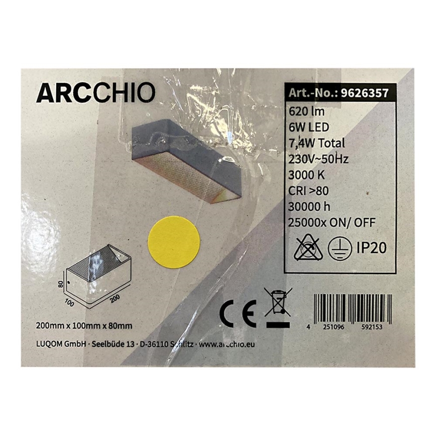 Arcchio - Світлодіодний настінний світильник KARAM LED/6W/230V