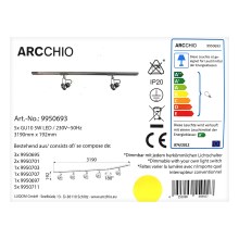 Arcchio - Точковий LED світильник з регулюванням яскравості для трекової системи RONKKA 5xGU10/5W/230V