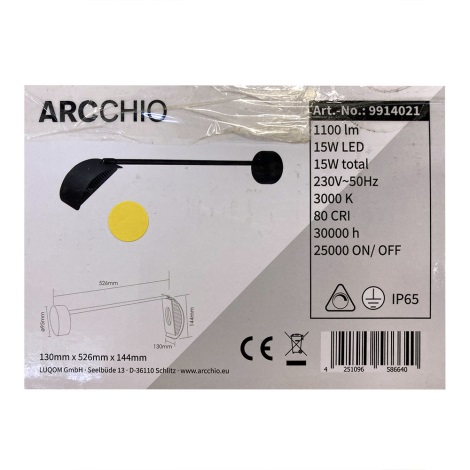 Arcchio - Уличный светодиодный настенный светильник GRAYSON LED/15W/230V IP65