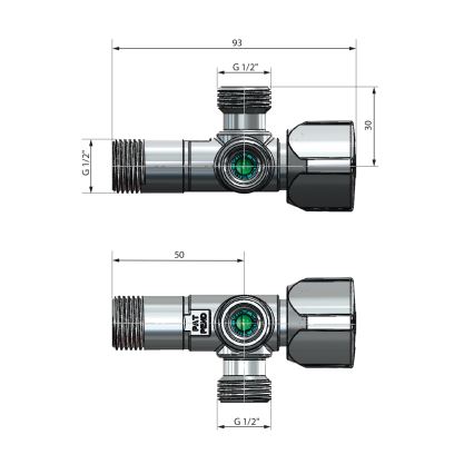 Arco - Угловой комбинированный вентиль ARCO, полированный хром