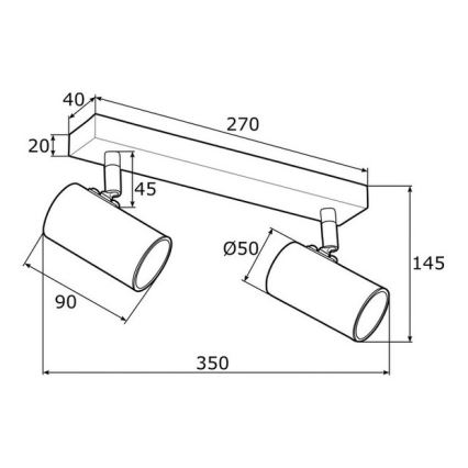Argon 0891 - Точечный светильник LAGOS 2xGU10/5W/230V черный/латунь