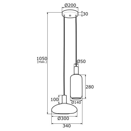Argon 0896 - Люстра на тросе SAGUNTO 2xE27/15W/230V латунь