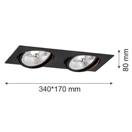 Argon 1047 - Светодиодный встраиваемый светильник OLIMP 2xGU10-AR111/12W/230V черный