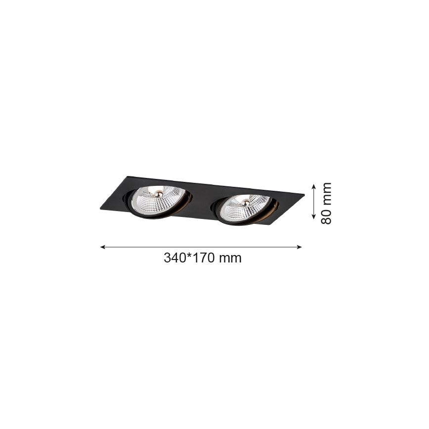 Argon 1047 - Светодиодный встраиваемый светильник OLIMP 2xGU10-AR111/12W/230V черный