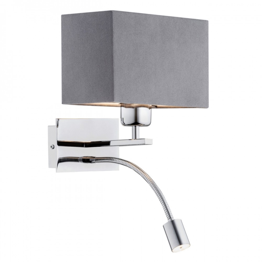 Argon 1053 - Світлодіодна настінна лампа BILL 1xE27/15W/230V + LED/4,5W сірий/глянцевий хром