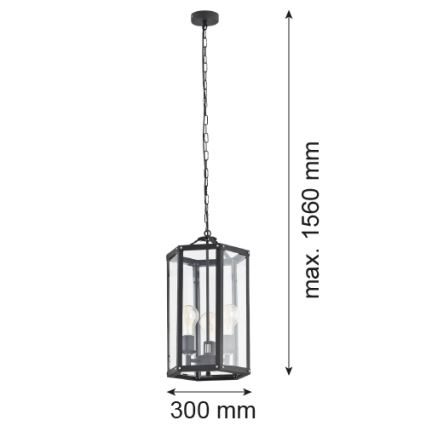 Argon 1253 - Люстра на ланцюгу BODRUM 3xE27/15W/230V чорний