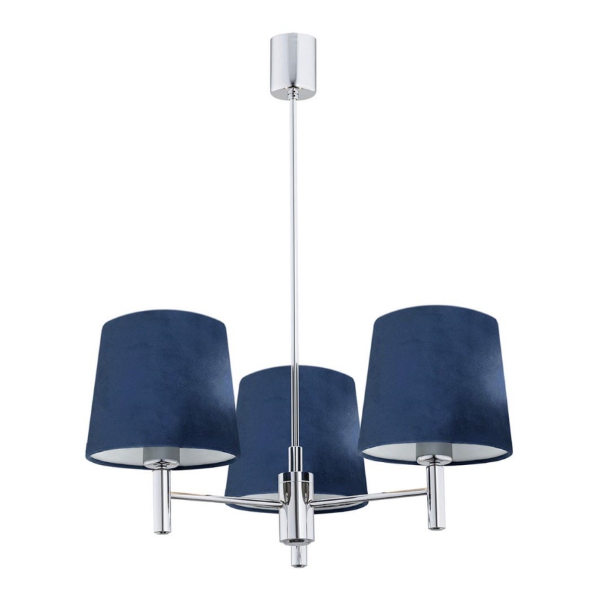 Argon 1381 - Люстра на штанге BOLZANO 3xE27/15W/230V синяя/блестящий хром