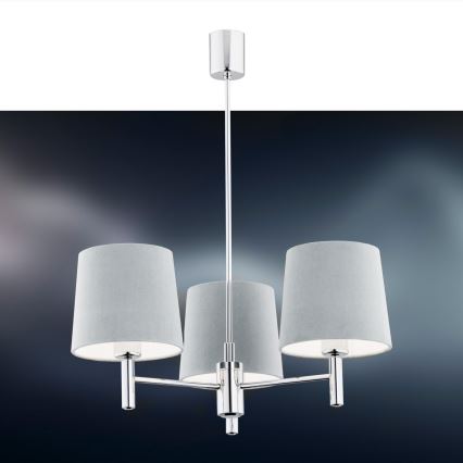 Argon 1383 - Люстра на штанге BOLZANO 3xE27/15W/230V синяя/блестящий хром