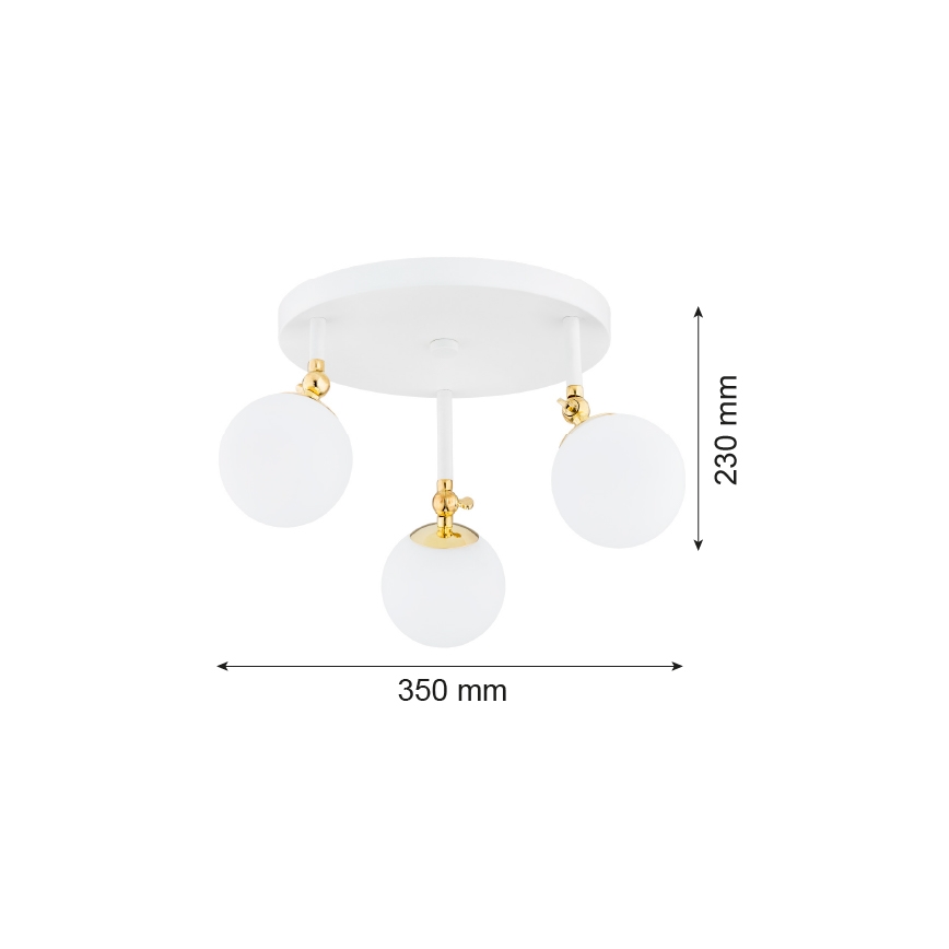 Argon 1434 - Пристельова люстра для ванної кімнати LATINA 3xE14/7W/230V IP44 білий/золотий