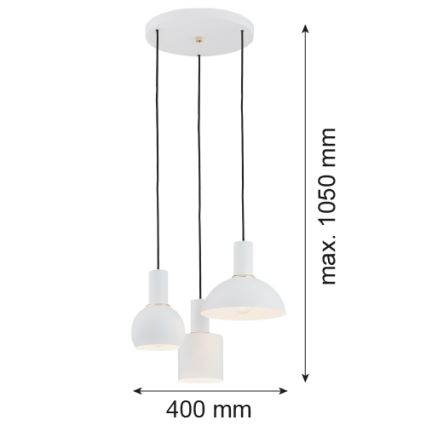 Argon 1468 - Люстра на тросе SINES 3xE27/15W/230V белая