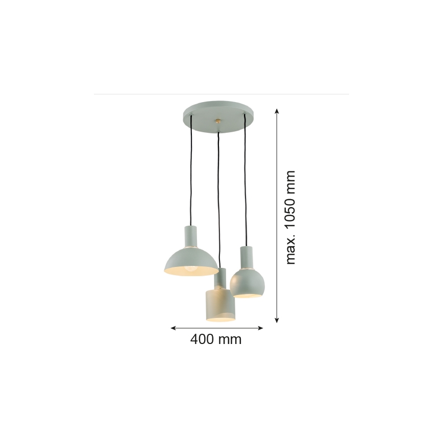 Argon 1470 - Люстра на тросе SINES 3xE27/15W/230V зеленая