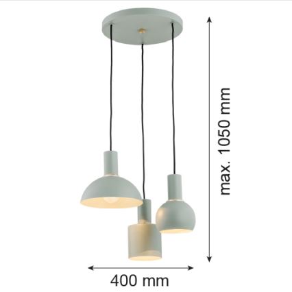 Argon 1470 - Підвісна люстра SINES 3xE27/15W/230V зелений