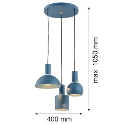 Argon 1471 - Люстра на тросе SINES 3xE27/15W/230V синяя
