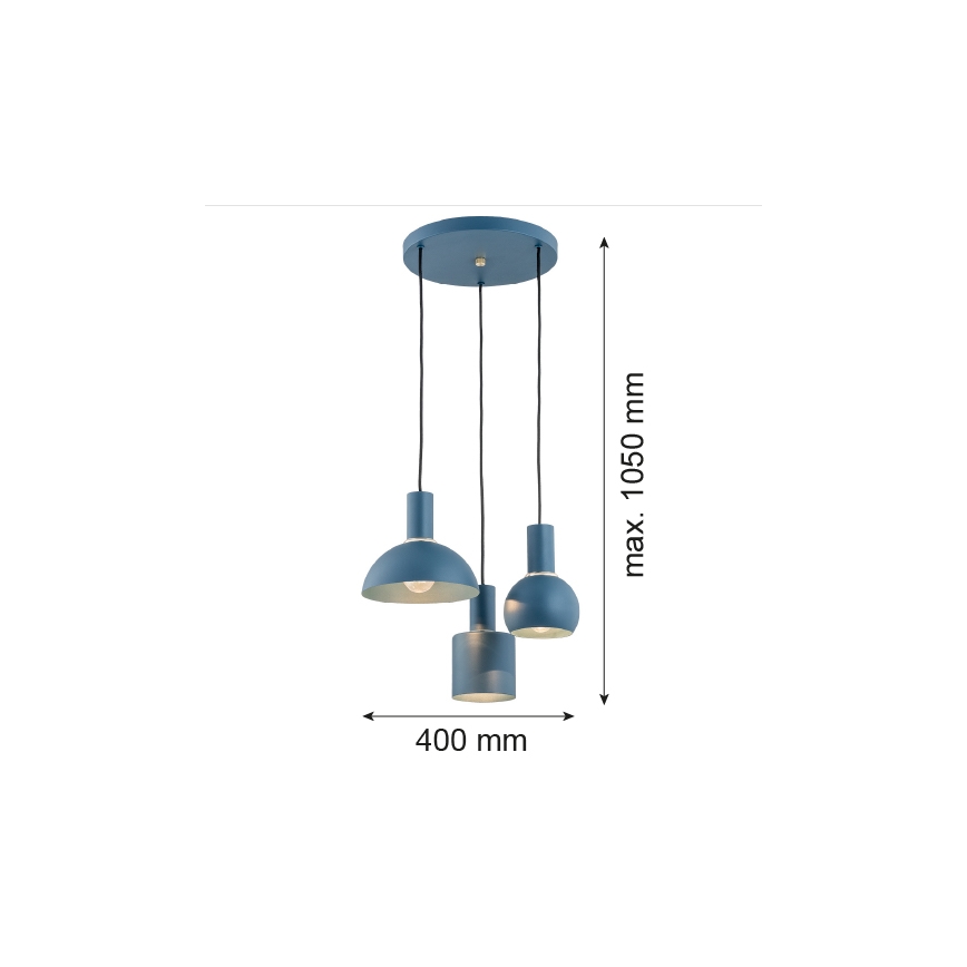 Argon 1471 - Люстра на тросе SINES 3xE27/15W/230V синяя