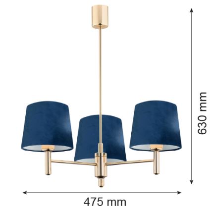 Argon 1485 - Люстра на штанзі PONTE 3xE27/15W/230V синій/латунь
