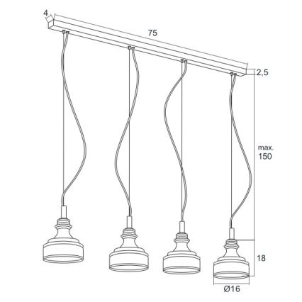 Argon 1650 - Светодиодная люстра на тросе TULUZA 4xLED/5W/230V