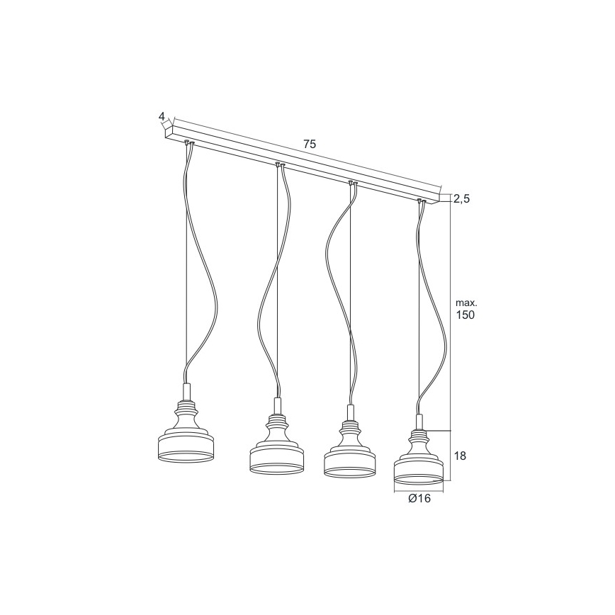 Argon 1650 - Світлодіодна підвісна люстра TULUZA 4xLED/5W/230V