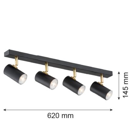 Argon 1690 - Точечный светильник LAGOS 4xGU10/5W/230V черный/латунь