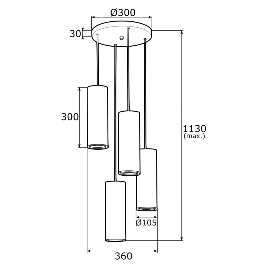 	Argon 1693 - Люстра на тросе LINEA 4xE27/15W/230V латунь/черная
