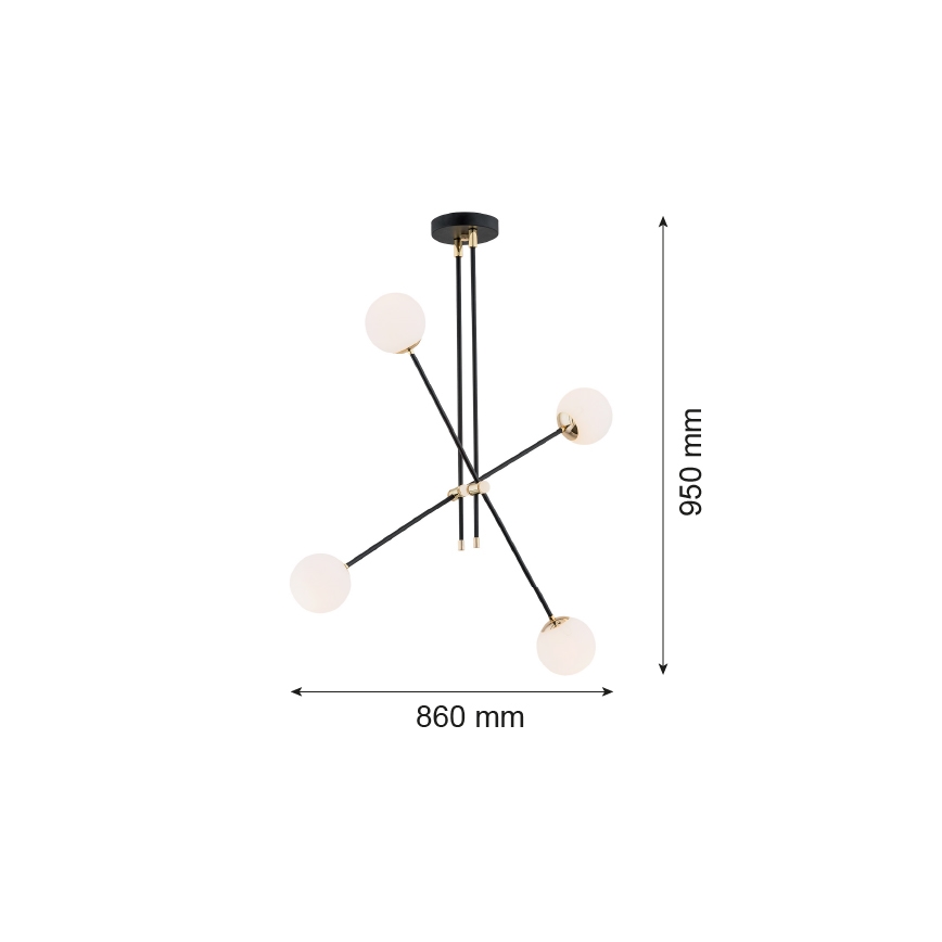 Argon 1696 - Люстра на штанзі ABSTRACT 4xE14/7W/230V чорний