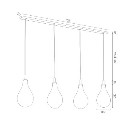 Argon 1740 - Люстра на тросе OAKLAND 4xG9/6W/230V