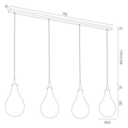 Argon 1741 - Люстра на тросе OAKLAND 4xG9/6W/230V