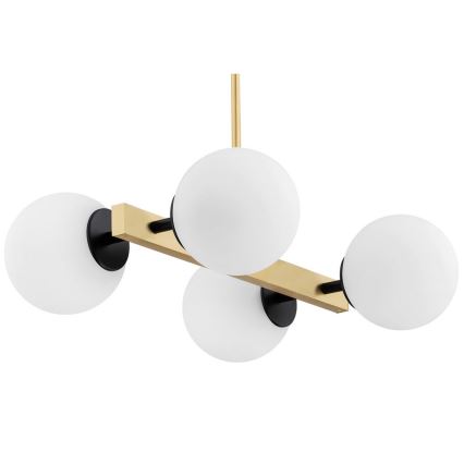 Argon 1767 - Люстра на штанзі FREEMONT 4xE27/15W/230V золотий/білий/чорний